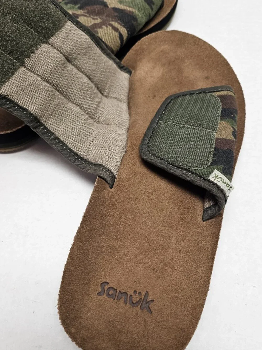 Mens Sanuk Bixby Camo Hemp Slide Sandals Shoes Woodland Camouflage Print Strap 9